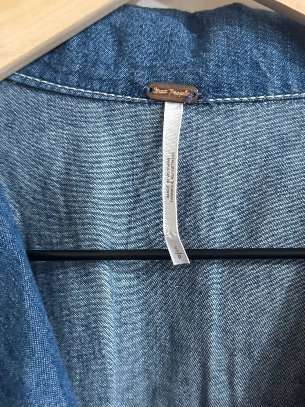 Free People Chester Denim Mini Dress Smocked Waist Small $128 - Picture 9 of 16